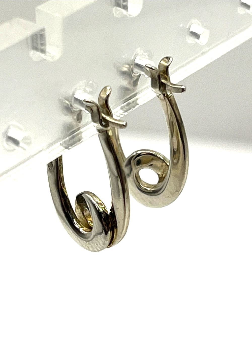 Polished Sterling Silver Swirl Drop Hoop Earrings 925